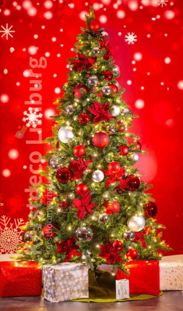 Standaard Kerstboom Zilver / Rood