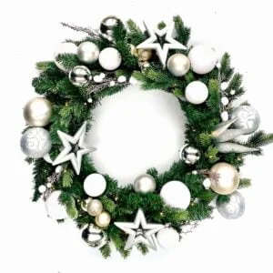 Krans zonder Led Rood / Wit / Zilver