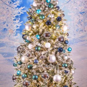 Besneeuwde Kerstboom Aqua / Zilver