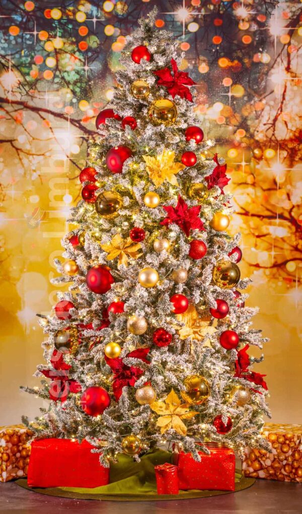 Besneeuwde Kerstboom Rood / Goud
