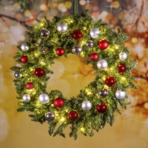 Krans met Led Rood / Wit / Zilver
