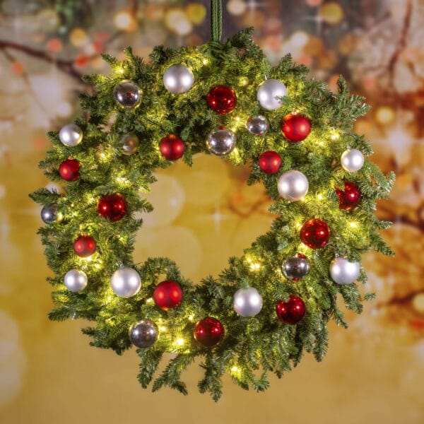 Krans met Led Rood / Wit / Zilver